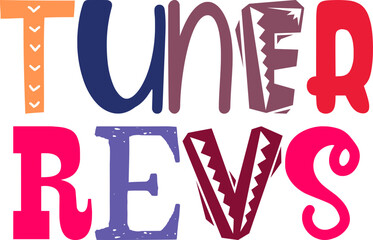 Tuner Revs Hand Lettering Illustration for Newsletter, Icon, Gift Card, Social Media Post