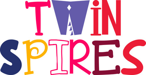 Twin Spires Hand Lettering Illustration for Postcard , Gift Card, Flyer, Magazine