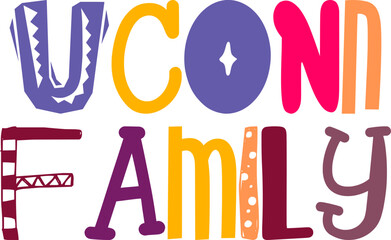 Uconn Family Hand Lettering Illustration for Bookmark , Social Media Post, Book Cover, Banner