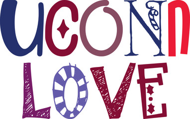 Obraz premium Uconn Love Typography Illustration for Postcard , T-Shirt Design, Mug Design, Presentation 
