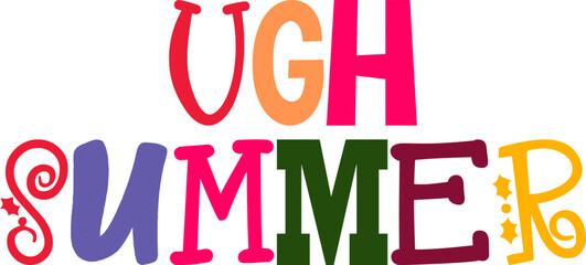 Ugh Summer Calligraphy Illustration for Bookmark , Packaging, Book Cover, Poster