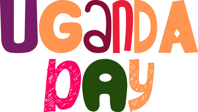 Uganda Day Calligraphy Illustration for Mug Design, Gift Card, Motion Graphics, Infographic