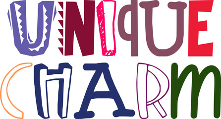 Unique Charm Typography Illustration for Book Cover, Label, Infographic, Sticker 