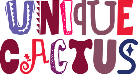 Unique Cactus Typography Illustration for Gift Card, Postcard , Brochure, Flyer