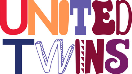 United Twins Typography Illustration for Presentation , Social Media Post, Banner, Infographic