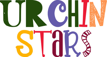 Urchin Stars Calligraphy Illustration for Packaging, Bookmark , Infographic, Magazine