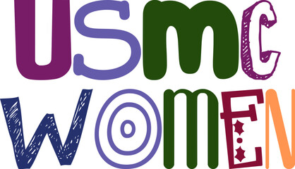Usmc Women Hand Lettering Illustration for Logo, Postcard , Newsletter, Magazine