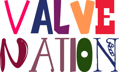 Valve Nation Calligraphy Illustration for Packaging, Icon, Social Media Post, Presentation 