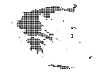An abstract representation of Greece,Greece map made using a mosaic of black dots. Illlustration suitable for digital editing and large size prints. 