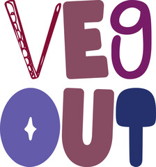 Veg Out Typography Illustration for Brochure, Icon, Packaging, Stationery