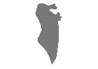 An abstract representation of Bahrain,Bahrain map made using a mosaic of black dots. Illlustration suitable for digital editing and large size prints. 