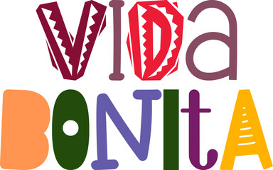 Vida Bonita Calligraphy Illustration for Sticker , Newsletter, Magazine, Bookmark 