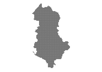 An abstract representation of Albania,Albania map made using a mosaic of black dots. Illlustration suitable for digital editing and large size prints. 