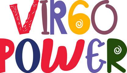 Virgo Power Hand Lettering Illustration for Social Media Post, Bookmark , Motion Graphics, Mug Design