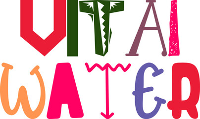 Vital Water Hand Lettering Illustration for Packaging, Poster, Infographic, Sticker 