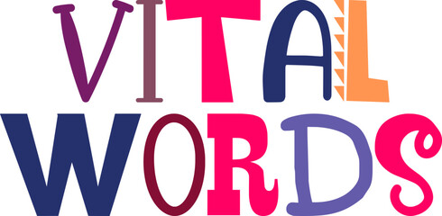 Vital Words Typography Illustration for Icon, Social Media Post, Book Cover, Newsletter