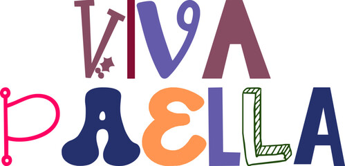 Viva Paella Typography Illustration for Magazine, Gift Card, Social Media Post, Logo