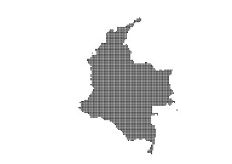 An abstract representation of Colombia,Colombia map made using a mosaic of black dots. Illlustration suitable for digital editing and large size prints. 