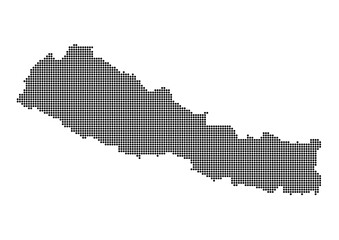 An abstract representation of Nepal,Nepal map made using a mosaic of black dots. Illlustration suitable for digital editing and large size prints. 