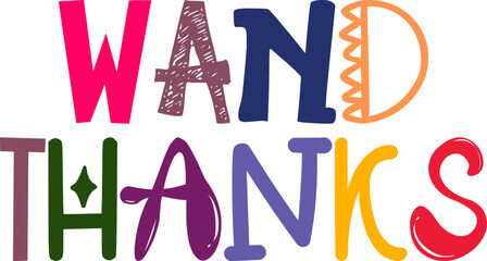 Wand Thanks Typography Illustration for Book Cover, Mug Design, Social Media Post, Logo