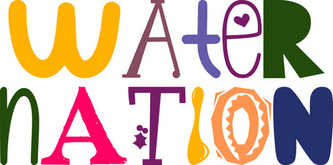 Water Nation Calligraphy Illustration for Newsletter, Poster, Presentation , Brochure