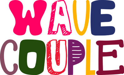 Wave Couple Calligraphy Illustration for Stationery, Logo, Sticker , Brochure