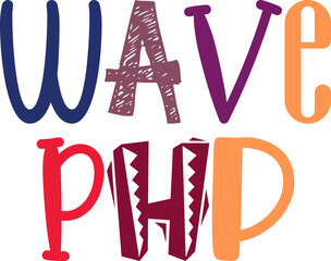 Wave Php Hand Lettering Illustration for Stationery, Packaging, Flyer, Book Cover