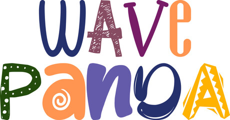Wave Panda Hand Lettering Illustration for T-Shirt Design, Gift Card, Icon, Label