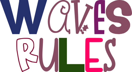 Waves Rules Typography Illustration for Icon, Bookmark , Book Cover, Stationery
