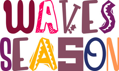 Waves Season Typography Illustration for Bookmark , Stationery, Presentation , Gift Card