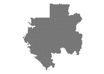 Fototapeta na wymiar An abstract representation of Gabon,Gabon map made using a mosaic of black dots. Illlustration suitable for digital editing and large size prints. 