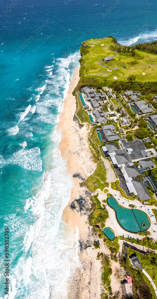 Wall mural Aerial view of Dreamland Beach in Pecatu on the Bukit Peninsula on the island of Bali, Indonesia