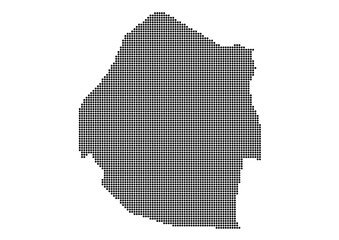 An abstract representation of eSwatini,eSwatini map made using a mosaic of black dots. Illlustration suitable for digital editing and large size prints. 