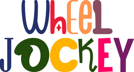 Wheel Jockey Calligraphy Illustration for Sticker , Gift Card, Bookmark , Poster