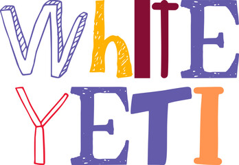White Yeti Calligraphy Illustration for Social Media Post, Bookmark , Logo, Motion Graphics