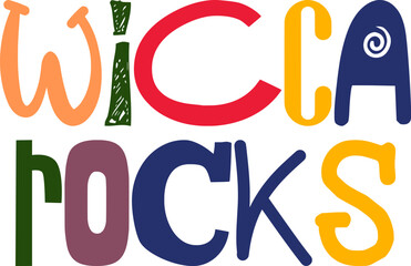Obraz premium Wicca Rocks Typography Illustration for Bookmark , Infographic, Postcard , Stationery
