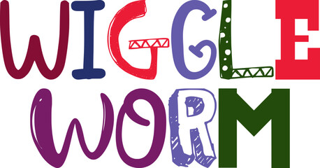Wiggle Worm Hand Lettering Illustration for Banner, Sticker , Social Media Post, Packaging
