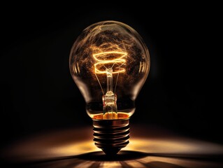 A single, glowing light bulb