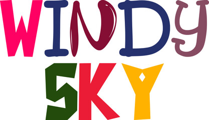 Windy Sky Hand Lettering Illustration for Stationery, Packaging, Logo, Banner