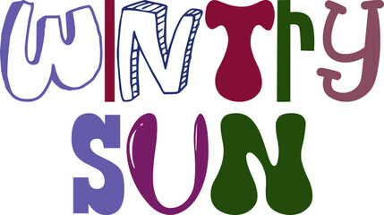 Wintry Sun Calligraphy Illustration for Newsletter, Decal, Infographic, Stationery