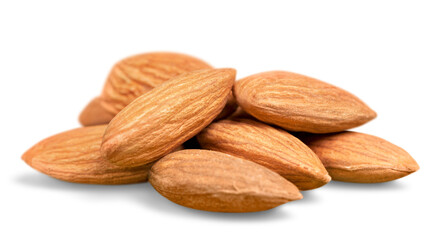 Group of almonds isolated on white
