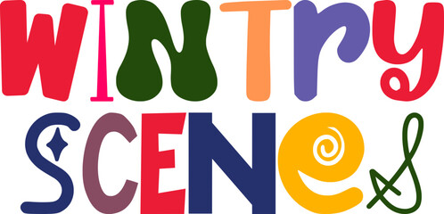 Wintry Scenes Calligraphy Illustration for Banner, Postcard , Bookmark , Stationery