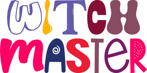 Witch Master Typography Illustration for Flyer, Newsletter, Icon, Mug Design