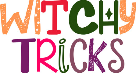 Witchy Tricks Calligraphy Illustration for Banner, Label, Newsletter, Book Cover