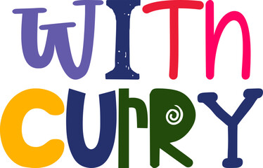 With Curry Typography Illustration for Brochure, Book Cover, Packaging, Decal