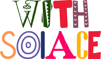 With Solace Hand Lettering Illustration for Newsletter, Bookmark , Decal, Book Cover