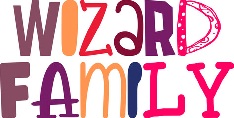 Wizard Family Calligraphy Illustration for Sticker , Banner, Book Cover, Magazine