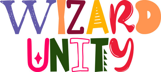 Wizard Unity Calligraphy Illustration for Gift Card, Sticker , Stationery, Logo