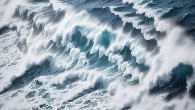波　波しぶき　俯瞰　嵐　上から　海　自然　イラスト　スロー