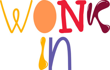 Wonk In Hand Lettering Illustration for Book Cover, Icon, Stationery, Bookmark 